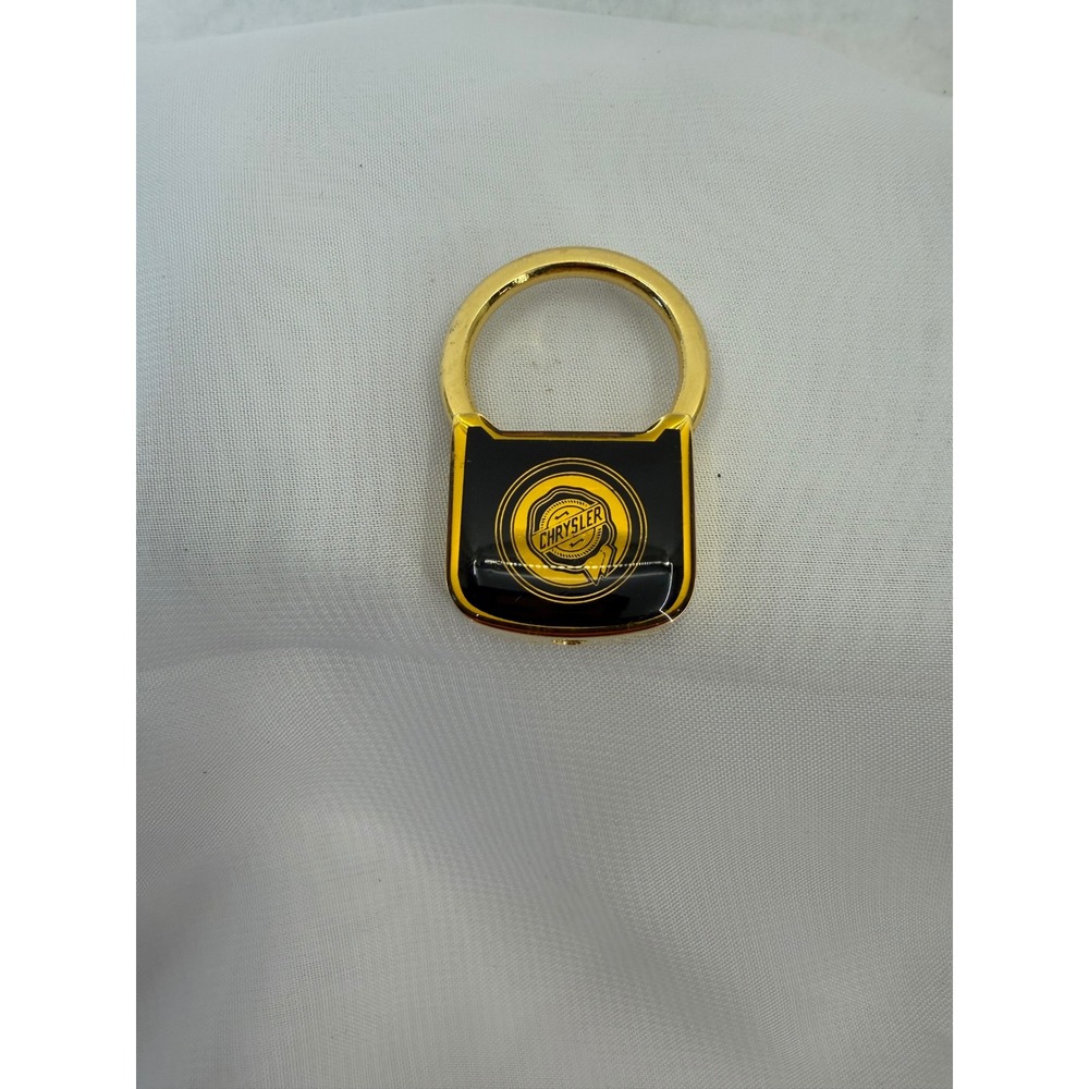 Vintage Chrysler Kimberly Dealership Keychain Gold Tone Black Enamel Keyring